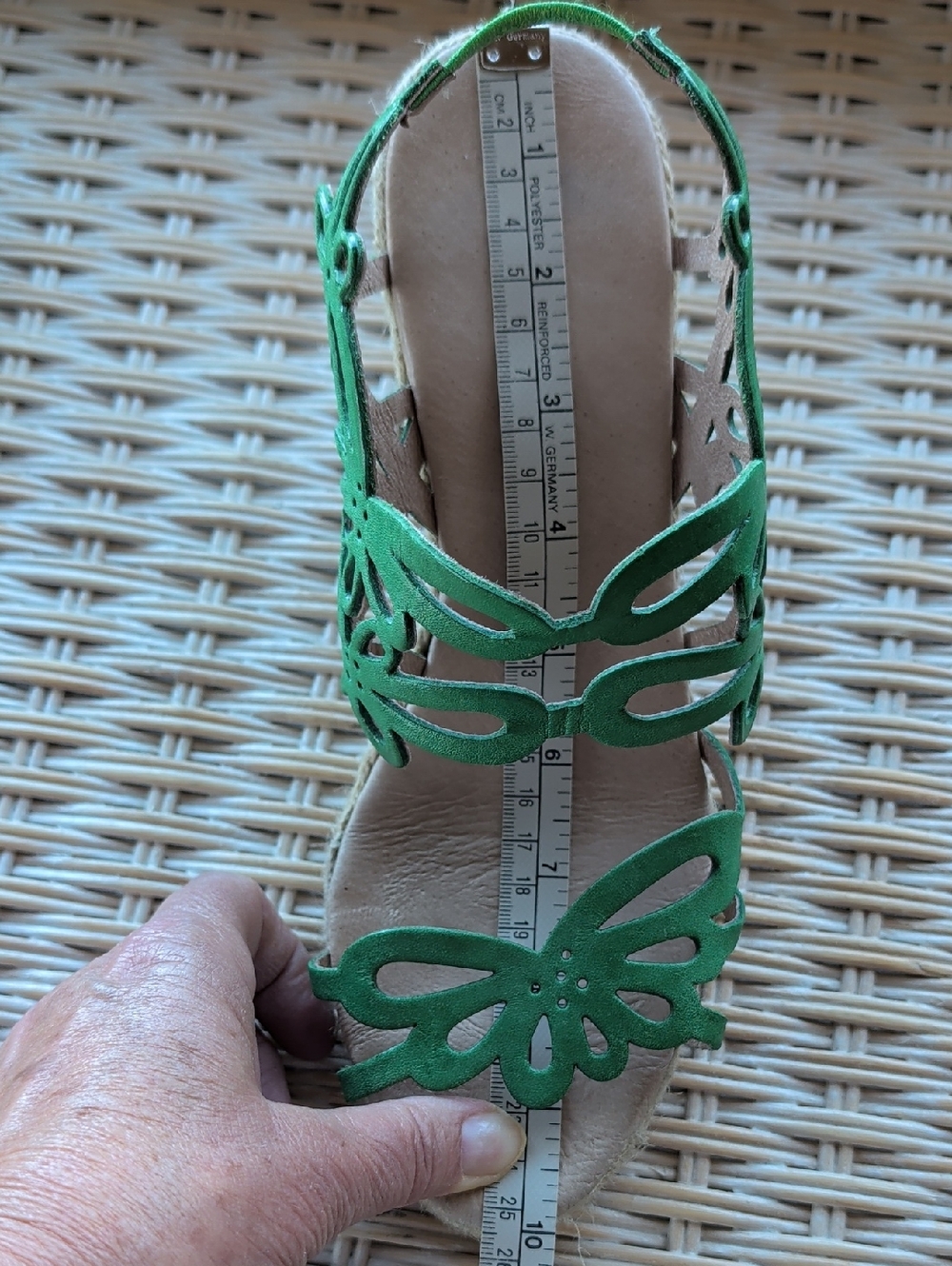 Eric Michael Jillian kelly green laser cut floral pattern wedge espadrilles - Picture 8 of 8